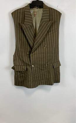 Hugo Boss Womens Brown White Striped Double-Breasted Two Piece Suit Size XS