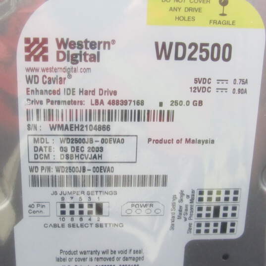Western Digital WD Caviar IDE Hard Drive 250GB 3.5in WD2500 Sealed image number 3