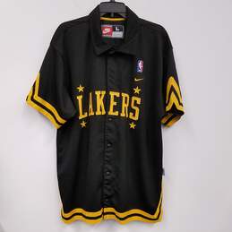 Mens Black Los Angeles Lakers Basketball NBA Button-Up Jersey Size Large