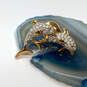 Designer Swarovski Gold-Tone Rhinestones Crystal Dolphin Brooch Pin image number 1