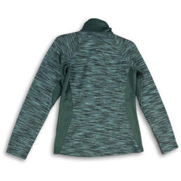Womens Blue Space Dye Mock Neck 1/4 Zip Long Sleeve Pullover Jacket Size S alternative image