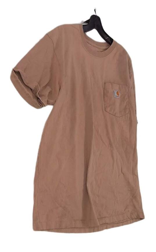 Mens Brown Short Sleeve Pocket Crew Neck Pullover T Shirt Size Large image number 3