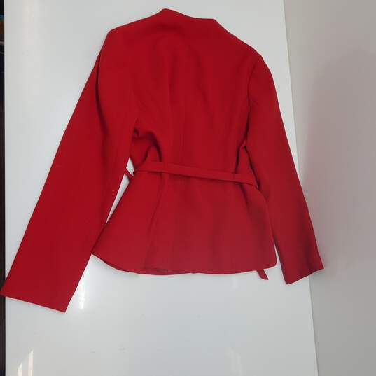 Wm Classiques Entier Red Blazer Belted Jacket Sz 12 image number 2