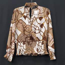 NY&CO Women Brown Graphic Blouse XS NWT