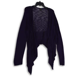 Womens Blue Long Sleeve Handkerchief Hem Open Front Cardigan Sweater Size 2
