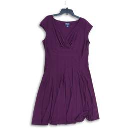 American Living Womens Purple Surplice Neck Sleeveless A-Line Dress Size 16
