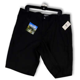 NWT Mens Black Flat Front Mid Rise Pockets Golf Cargo Shorts Size 38