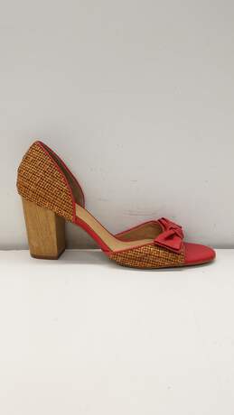 Chocolat Blu Leather Woven Heels Red 10