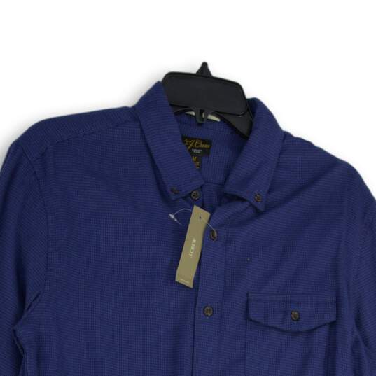 NWT J.Crew Mens Blue Houndstooth Spread Collar Button-Up Shirt Size Medium image number 3