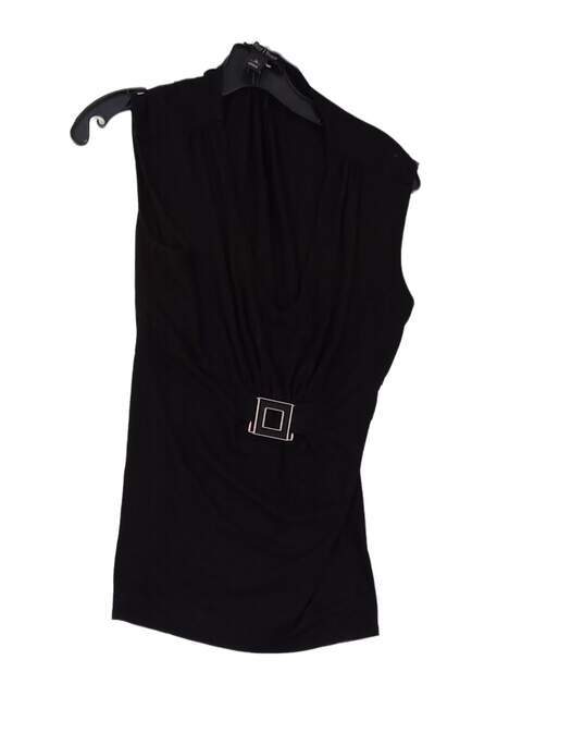 Womens Black Sleeveless V Neck Casual Pullover Tank Top Size Medium image number 1