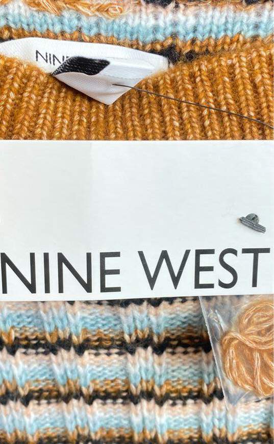 Nine West Brown Striped Knit Sweatshirt - Size Large image number 5