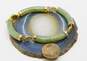 14K Gold Nephrite Curved Panels & Chinese Symbols Linked Bracelet 19.8g image number 4