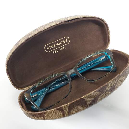 Coach 'Brooklyn' Turquoise Teal Rectangular Eyeglasses Frame AUTHENTICATED image number 8