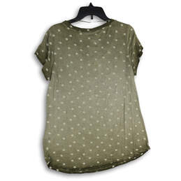NWT Womens Green Star Print Round Neck Short Sleeve Pullover T-Shirt Size L alternative image