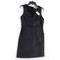 NWT Womens Black V-Neck Sleeveless Pockets Knee Length Sheath Dress Size 4 image number 1