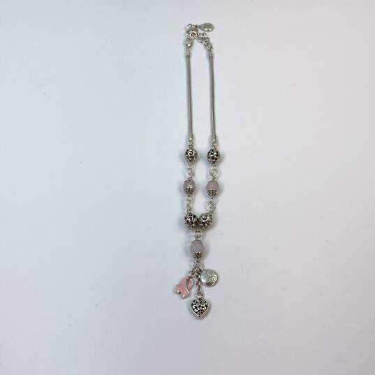Designer Brighton Silver-Tone Breast Cancer Pink Ribbon Charm Necklace image number 3