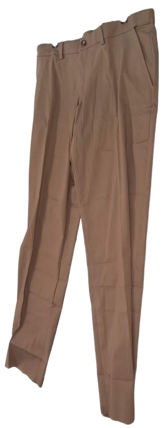 NWT Bradley Allen Mens Khaki Flat Front Straight Leg Casual Dress Pants image number 2