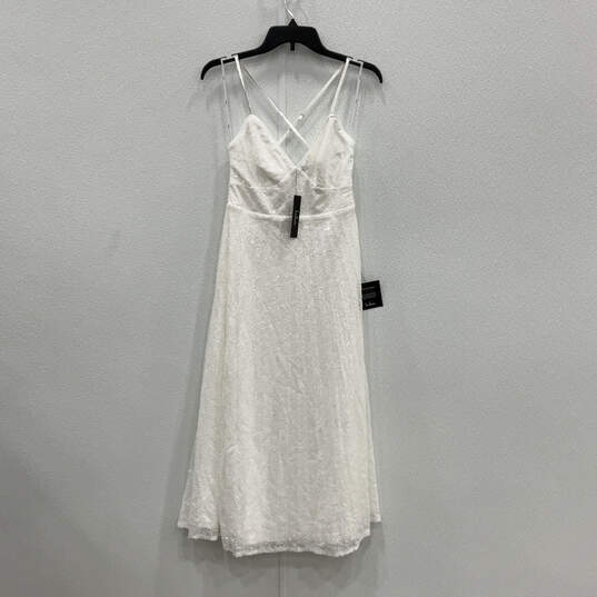 NWT Womens White Sweetheart Neck Crisscross Back Zip Fit & Flare Dress Sz S image number 1