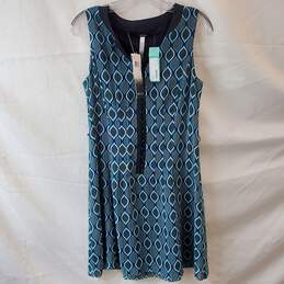 Kensie Tahiti Teal Green Combo Pattern Sleeveless Dress Size M