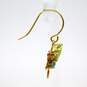 14K Gold Peridot & Blue Spinel Faceted Marquise Dragonfly Drop Earrings 1.2g image number 3