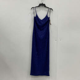NWT Womens Blue Sequin Spaghetti Strap Sleeveless Bodycon Dress Size Large