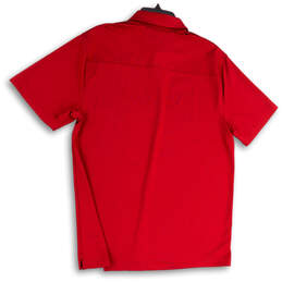 Mens Red Short Sleeve Spread Collar Side Slit Stretch Polo Shirt Size Large alternative image