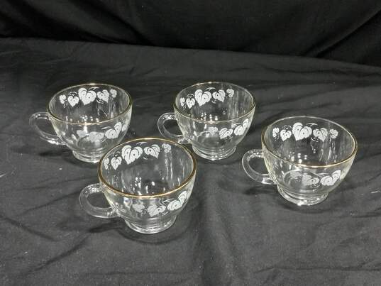 Vintage Anchor Hocking Clear White Grape Punch Bowl w/ 12 Cups image number 5