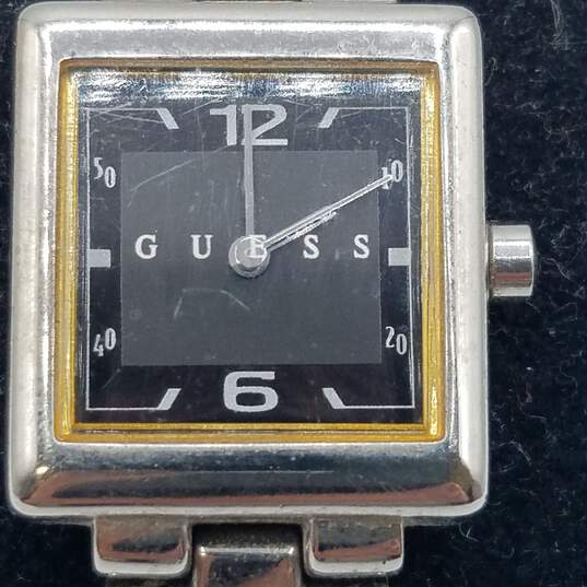 Vintage Guess 21mm Case Tank Stainless Steel Quartz Bracelet Watch image number 1