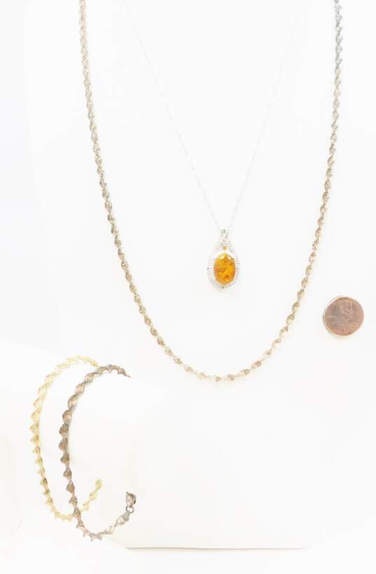 Sterling Silver & Vermeil Twisted Rope Chain & Amber Jewelry 23.2g image number 6