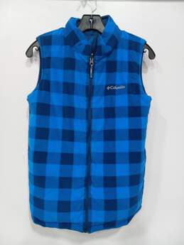 Columbia Women's Blue/Blue Plaid Reversible Vest L (14/16)