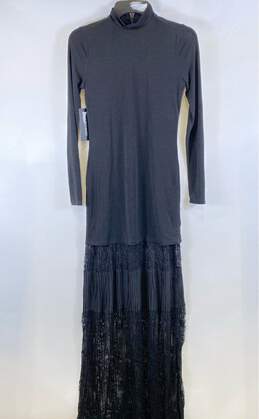 NWT Marciano Womens Black Long Sleeve Mock Neck Pullover Maxi Dress Size XS