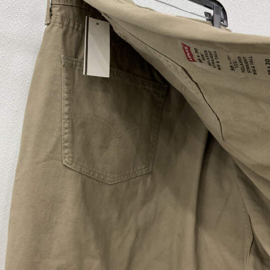 NWT Men Khaki Flat Front Straight Leg 5-Pocket Design Chino Pants 58/30 image number 3