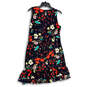 Womens Blue Floral Ruffled Round Neck Sleeveless Pullover A-Line Dress 10 image number 2