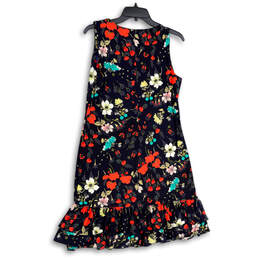 Womens Blue Floral Ruffled Round Neck Sleeveless Pullover A-Line Dress 10 alternative image