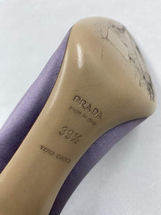 Authentic Prada Satin Lavender Cap Toe Pump W 9.5 image number 7