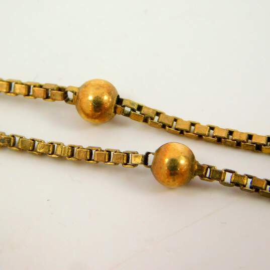 10K Yellow Gold Ball Station Box Chain Bracelet for Repair 3.2g image number 3