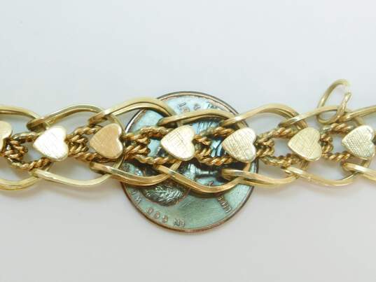 Vintage 14K Yellow Gold Heart Charm Bracelet 27.1g image number 4