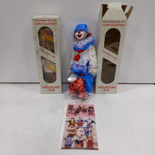 Heritage Mint Porcelain Clown Dolls in Box image number 1