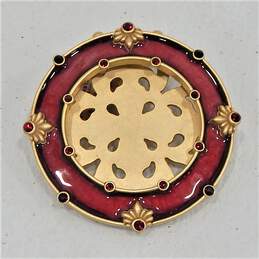 Jay Strongwater 3in Round Picture Frame - Red Enamel W/ Crystals