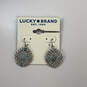 Designer Lucky Brand Silver Turquoise Stone Fish Hook Dangle Earrings image number 2