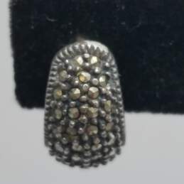 Judith Jack Sterling Silver Marcasite Small Huggie Earrings 6.9g alternative image