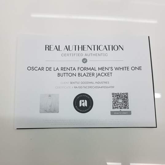 Oscar De La Renta Formal Men's White One Button Blazer Jacket image number 5