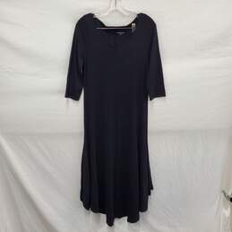 Eileen Fisher WM's V-Neck 3 Qt. Sleeve Long Black A-Line Dress Size  XS