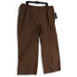 Womens Brown Pleated Front Straight Leg Regular Fit Dress Pants Size 22W image number 1