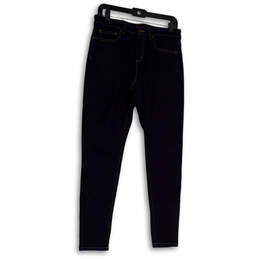 Womens Blue Denim Dark Wash Pockets Regular Fit Skinny Leg Jeans Size 8