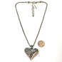Designer Brighton Silver-Tone Wheat Chain Heart Shape Pendant Necklace image number 3