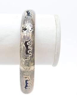 Vintage Taxco Sterling Silver Story Teller Cut Out Bangle Bracelet 14.6g alternative image