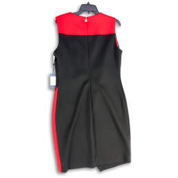 NWT Womens Black Red Sleeveless Round Neck Back Zip Sheath Dress Size 14 alternative image