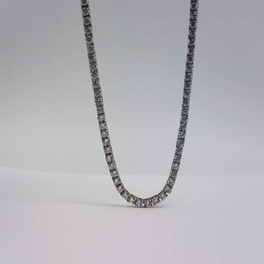 Sterling Silver Cz Tennis Link 15 1/2 Inch Necklace 20.0g image number 1
