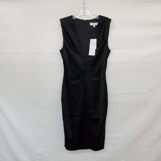 Reiss Mosaic Twist Front Black Satin Sleeveless Dress WM Size 4 NWT image number 1